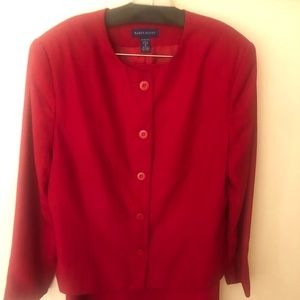 Karen Scott red pinstripe two piece skirt set.